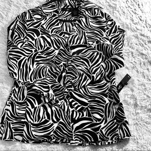 Zebra Print Black and Off White Blouse Size 6